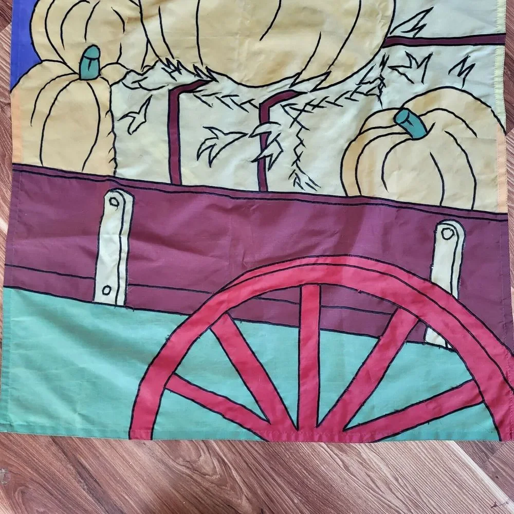 Vintage Halloween Pumpkin Nylon Garden Flag Les Fleurs Outdoor Hanging 40